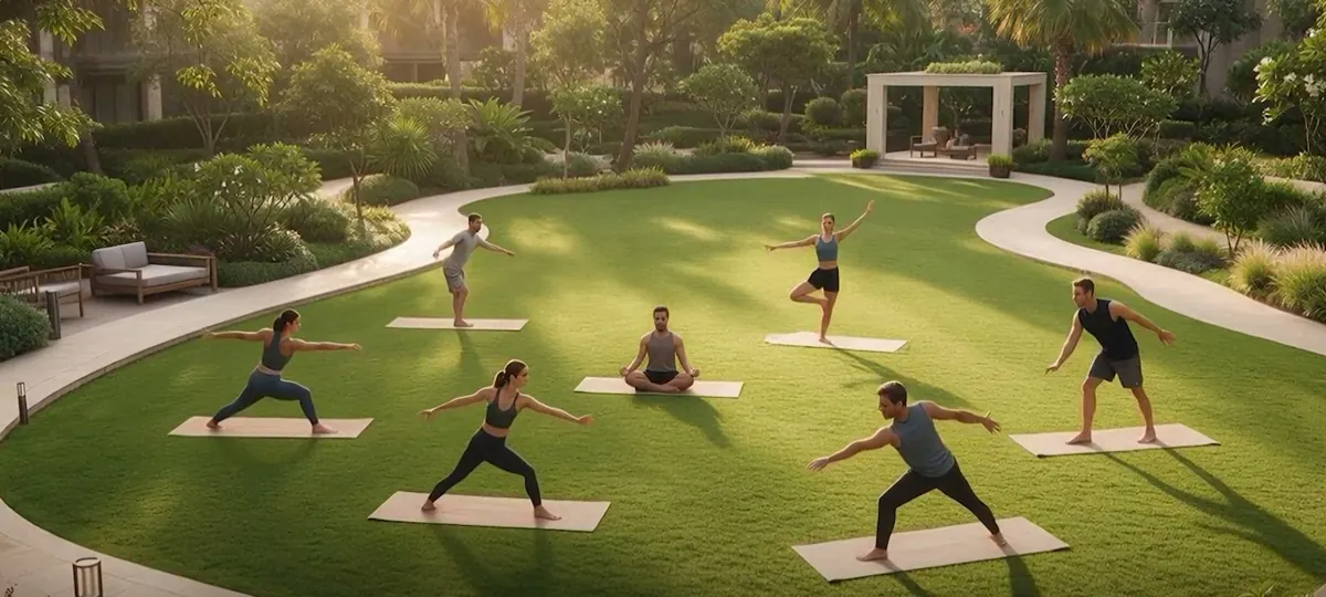 Yoga lawn at Omaxe Hathras